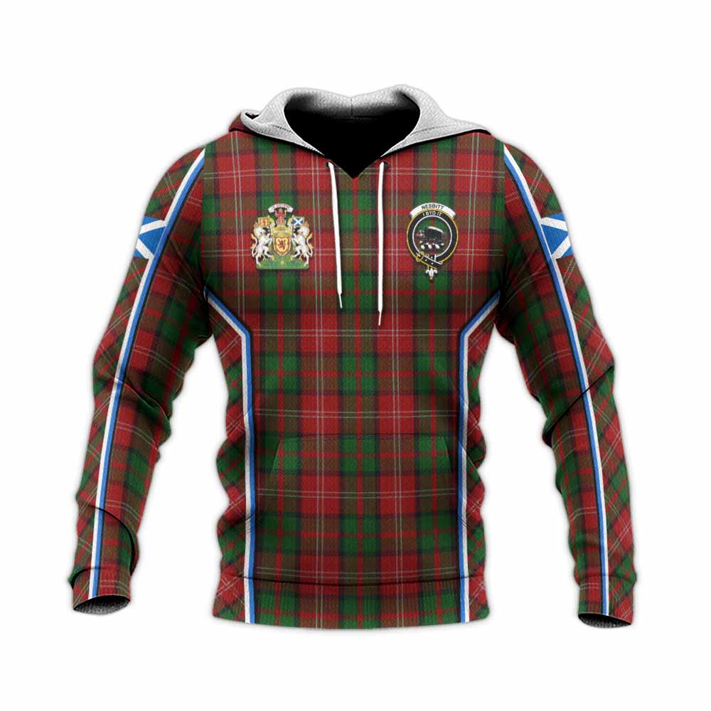 Nesbitt (Nisbet) Tartan Crest Knitted Hoodie Scotland Coat of Arm Flag Style - Tartan Vibes Clothing