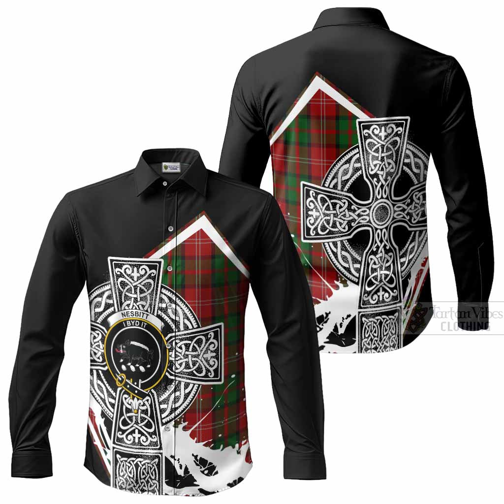 Nesbitt (Nisbet) Tartan Crest Long Sleeve Button Shirts Scottish Celtic Cross Heritage
