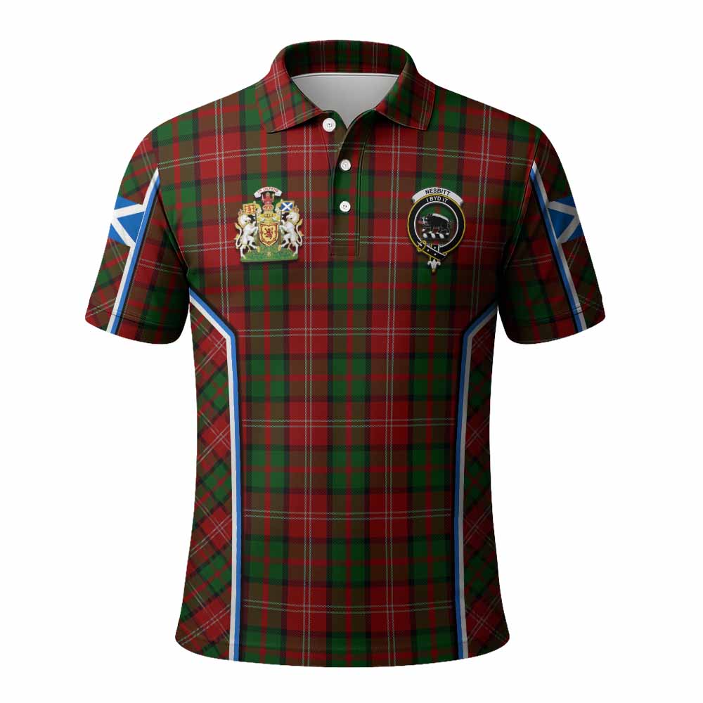 Nesbitt (Nisbet) Tartan Crest Polo Shirt Scotland Coat of Arm Flag Style - Tartan Vibes Clothing