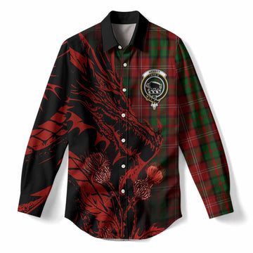 Nesbitt (Nisbet) Tartan Crest Scottish Women Casual Shirt Dragon and Thistle