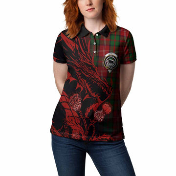 Nesbitt (Nisbet) Tartan Crest Scottish Women Polo Shirt Dragon and Thistle