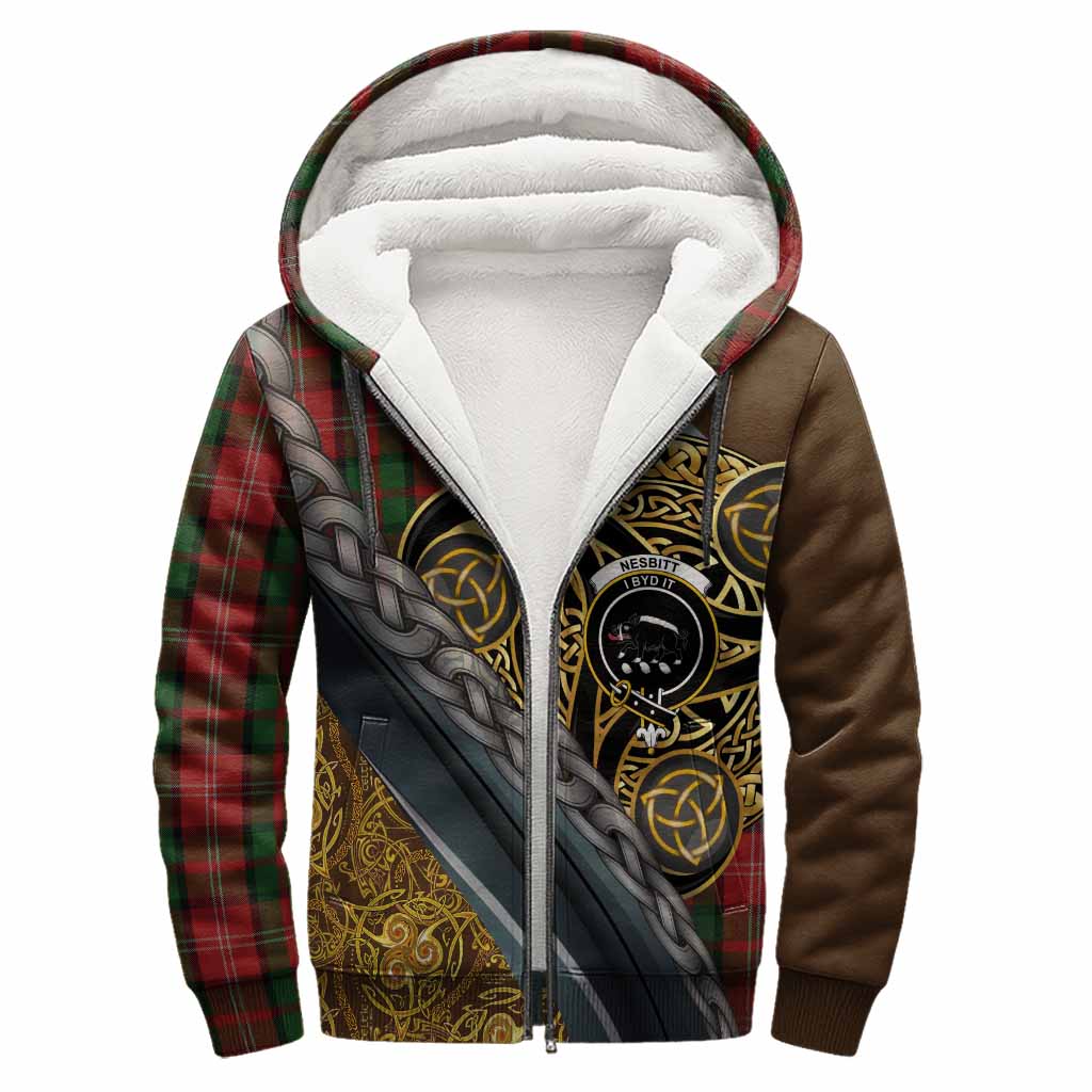 Nesbitt (Nisbet) Tartan Crest Sherpa Hoodie Scottish Triskele Celtic