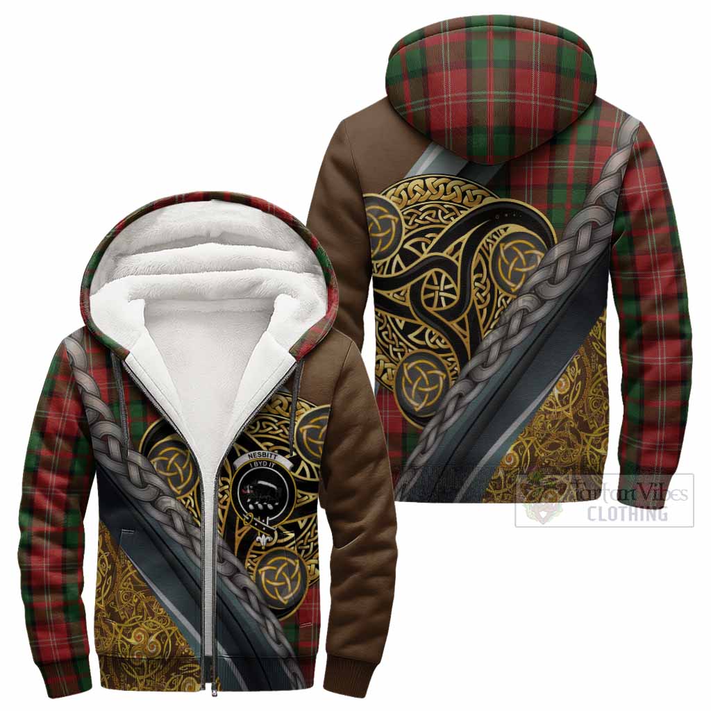 Nesbitt (Nisbet) Tartan Crest Sherpa Hoodie Scottish Triskele Celtic