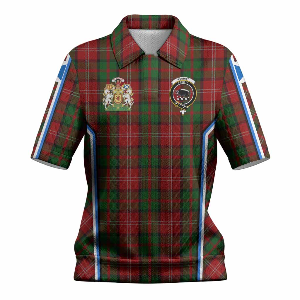 Nesbitt (Nisbet) Tartan Crest Women’s Polo Sweater Top Scotland Coat of Arm Flag Style