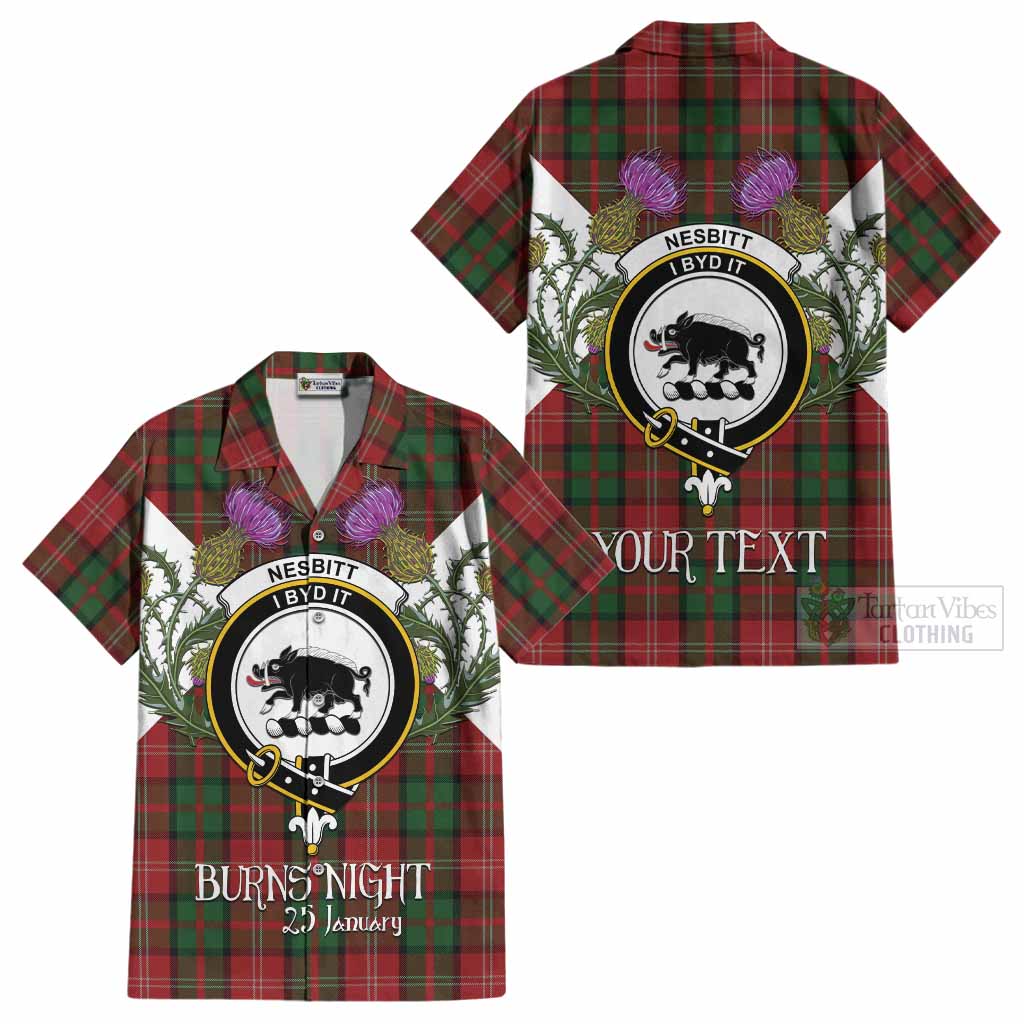 Nesbitt (Nisbet) Tartan Family Crest Cotton Hawaiian Shirt Scottish Burns Night Thistle Floral