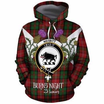 Nesbitt (Nisbet) Tartan Family Crest Cotton Hoodie Scottish Burns Night Thistle Floral