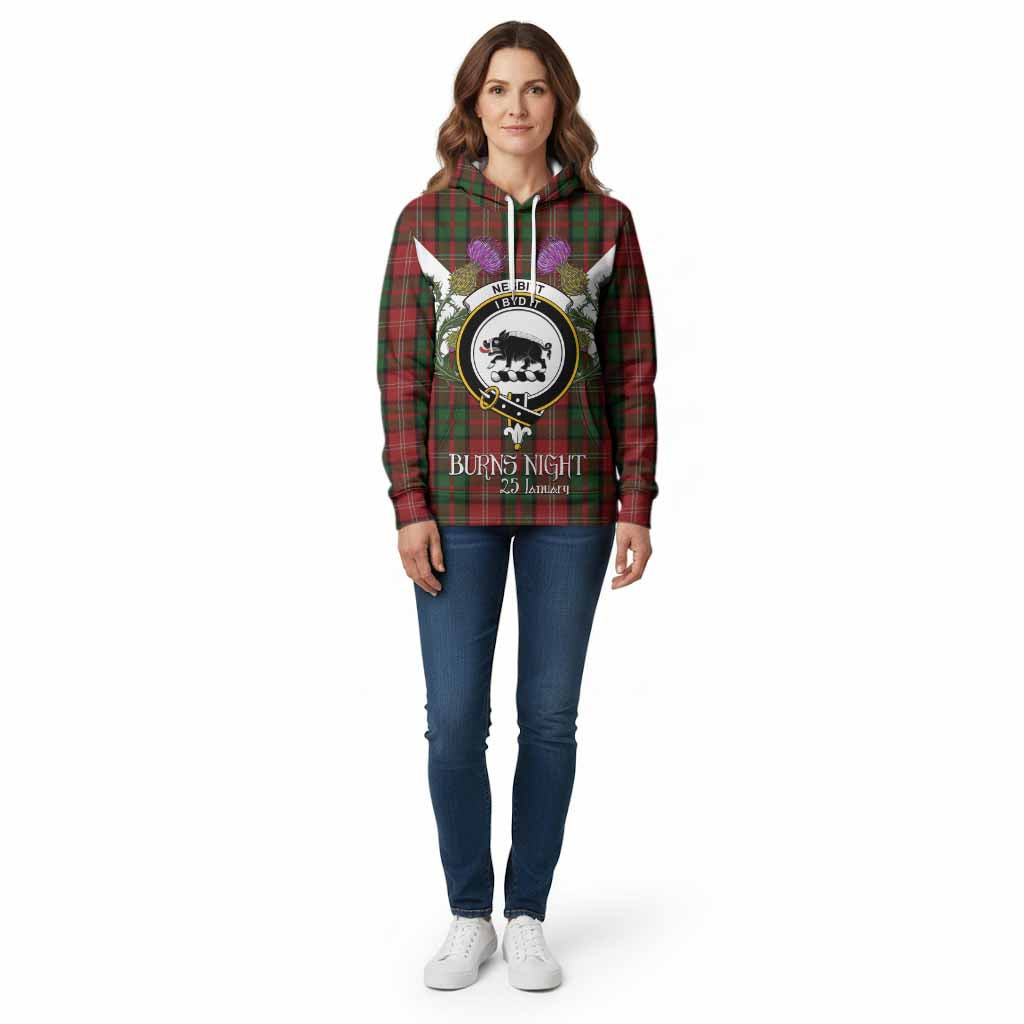 Nesbitt (Nisbet) Tartan Family Crest Cotton Hoodie Scottish Burns Night Thistle Floral