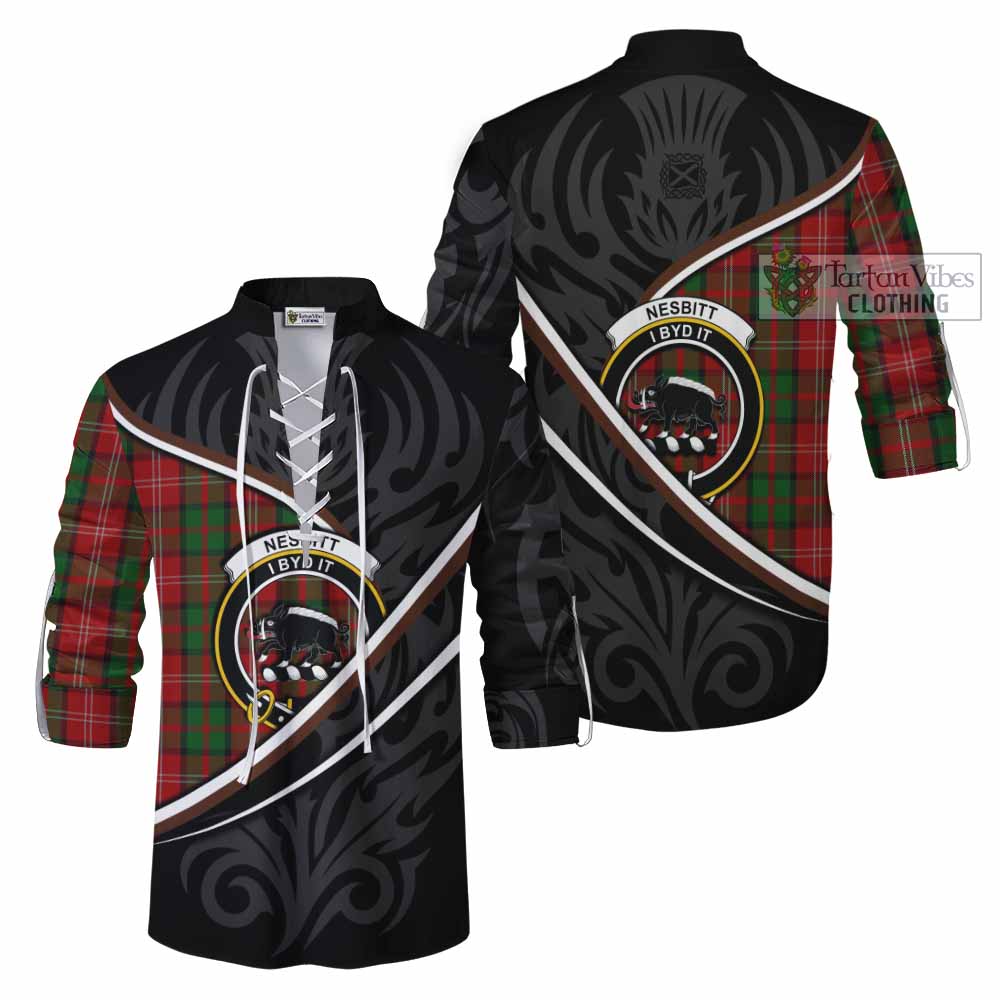 Nesbitt (Nisbet) Tartan Family Crest Ghillie Kilt Shirt Celtic Scottish Thistle Floral - Tartan Vibes Clothing