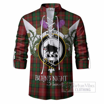 Nesbitt (Nisbet) Tartan Family Crest Ghillie Shirt Scottish Burns Night Thistle Floral