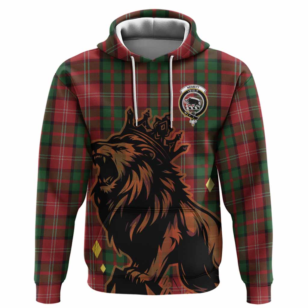 Nesbitt (Nisbet) Tartan Family Crest Hoodie Crowned Lion Roaring