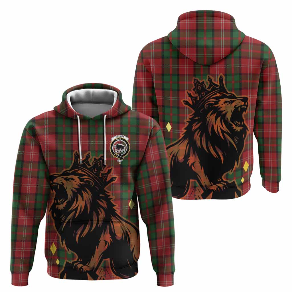 Nesbitt (Nisbet) Tartan Family Crest Hoodie Crowned Lion Roaring