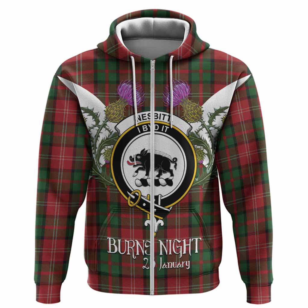 Nesbitt (Nisbet) Tartan Family Crest Hoodie Scottish Burns Night Thistle Floral