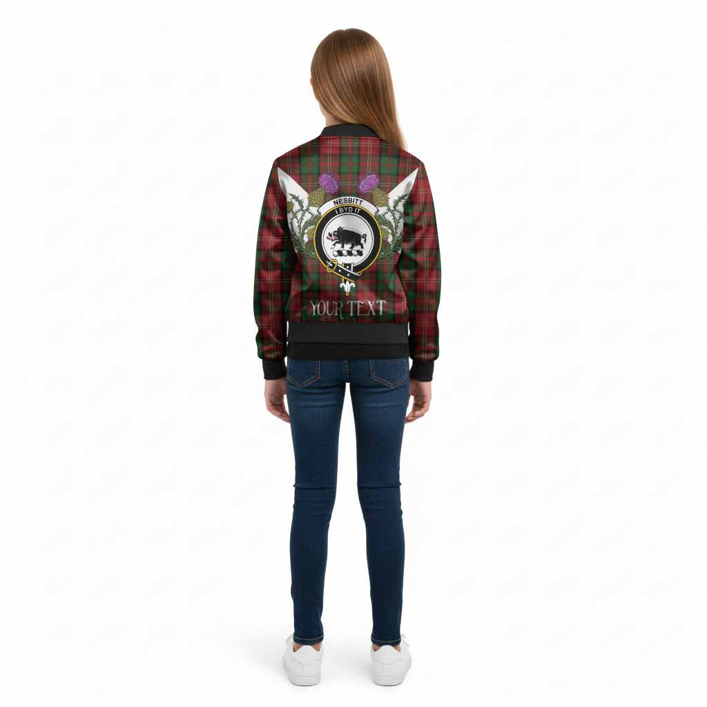 Nesbitt (Nisbet) Tartan Family Crest Kid Bomber Jacket Scottish Burns Night Thistle Floral