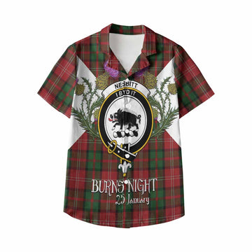 Nesbitt (Nisbet) Tartan Family Crest Kid Hawaiian Shirt Scottish Burns Night Thistle Floral