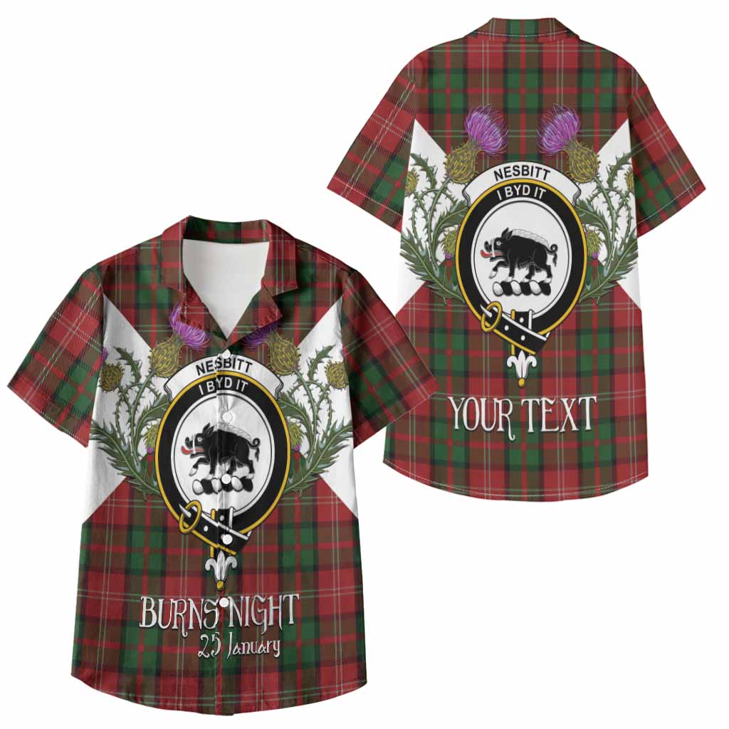 Nesbitt (Nisbet) Tartan Family Crest Kid Hawaiian Shirt Scottish Burns Night Thistle Floral