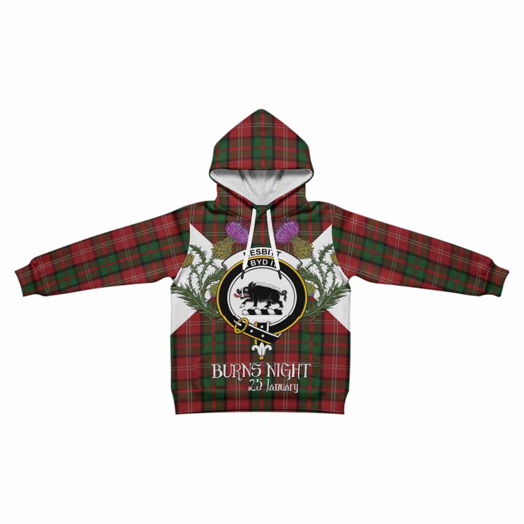 Nesbitt (Nisbet) Tartan Family Crest Kid Hoodie Scottish Burns Night Thistle Floral