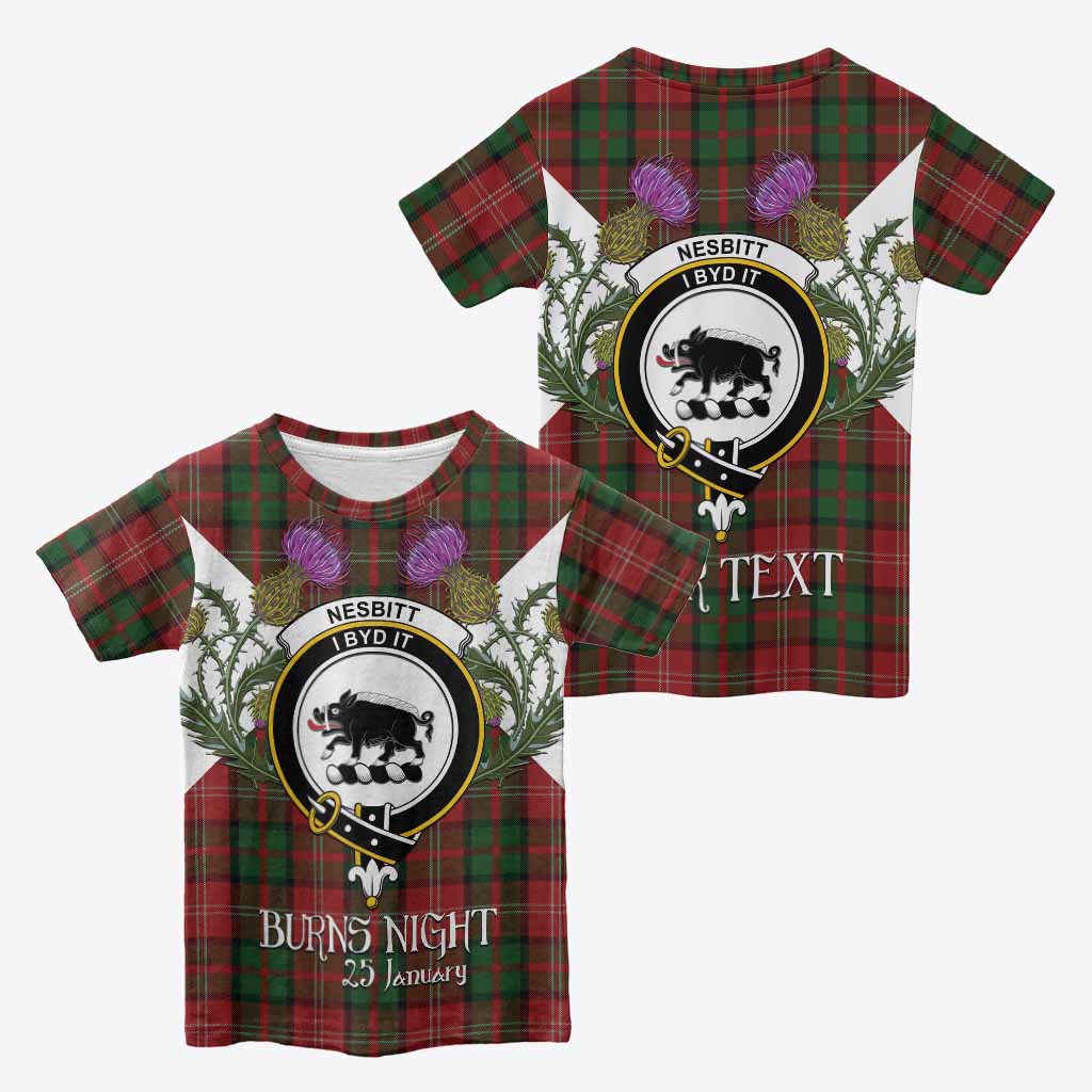 Nesbitt (Nisbet) Tartan Family Crest Kid T-shirt Scottish Burns Night Thistle Floral
