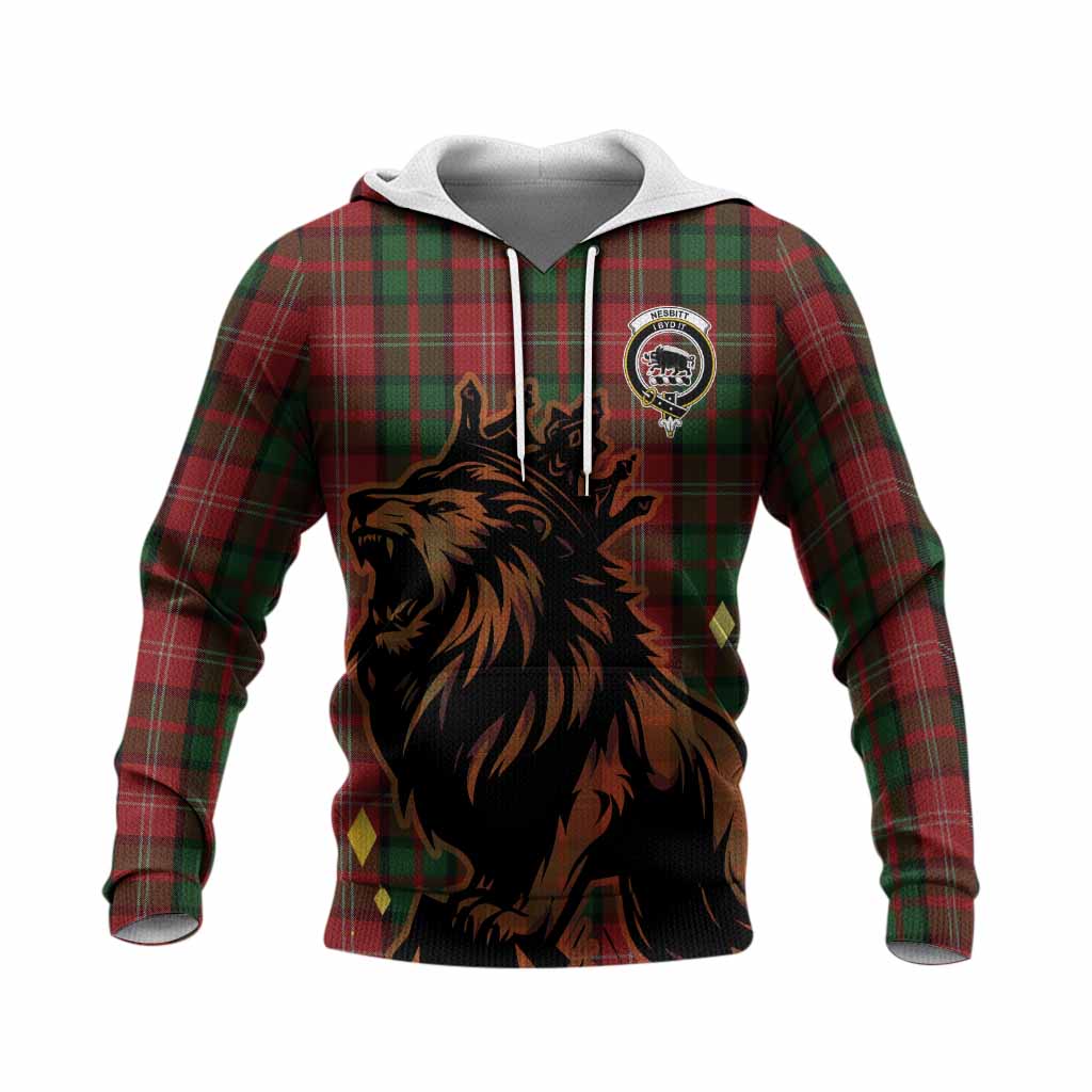 Nesbitt (Nisbet) Tartan Family Crest Knitted Hoodie Crowned Lion Roaring