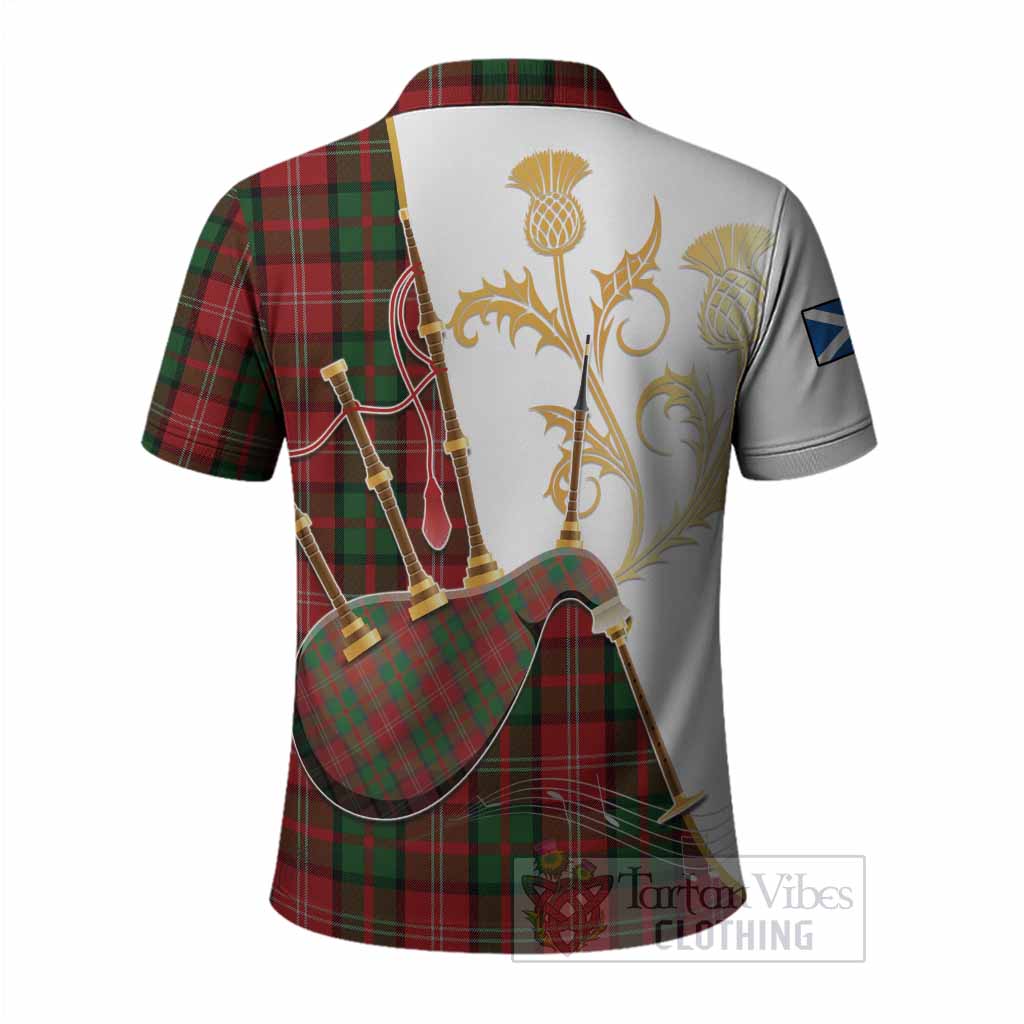 Nesbitt (Nisbet) Tartan Family Crest Polo Shirt Bagpipes with Scottish Thistle