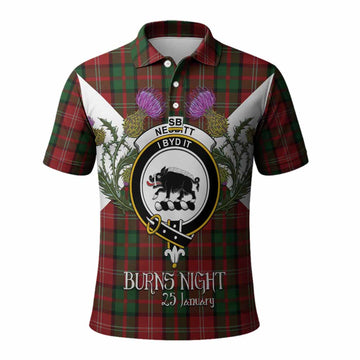 Nesbitt (Nisbet) Tartan Family Crest Polo Shirt Scottish Burns Night Thistle Floral