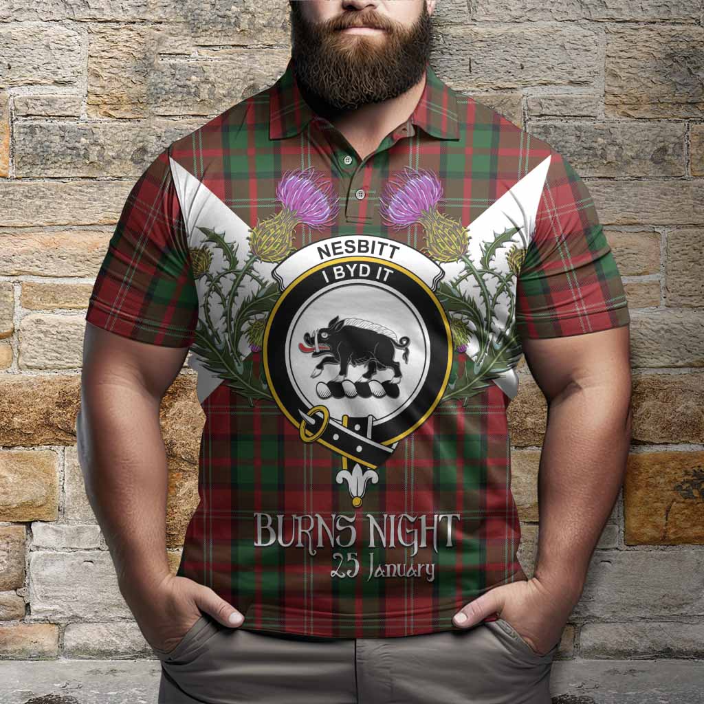 Nesbitt (Nisbet) Tartan Family Crest Polo Shirt Scottish Burns Night Thistle Floral