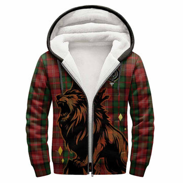 Nesbitt (Nisbet) Tartan Family Crest Sherpa Hoodie Crowned Lion Roaring