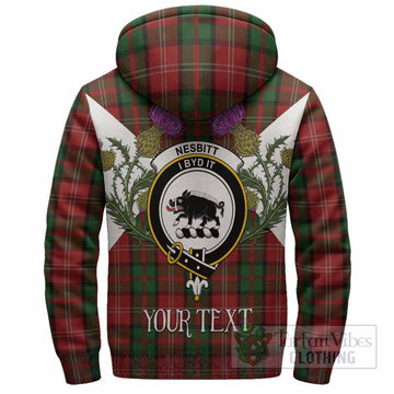 Nesbitt (Nisbet) Tartan Family Crest Sherpa Hoodie Scottish Burns Night Thistle Floral