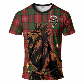 Nesbitt (Nisbet) Tartan Family Crest T-Shirt Crowned Lion Roaring