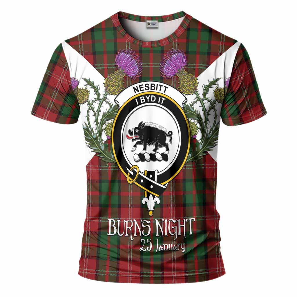 Nesbitt (Nisbet) Tartan Family Crest T-Shirt Scottish Burns Night Thistle Floral