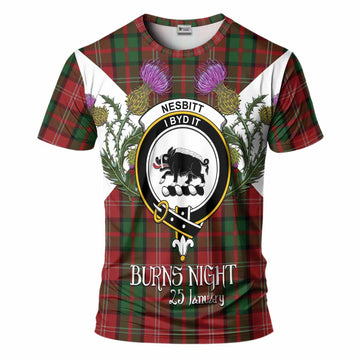 Nesbitt (Nisbet) Tartan Family Crest T-Shirt Scottish Burns Night Thistle Floral