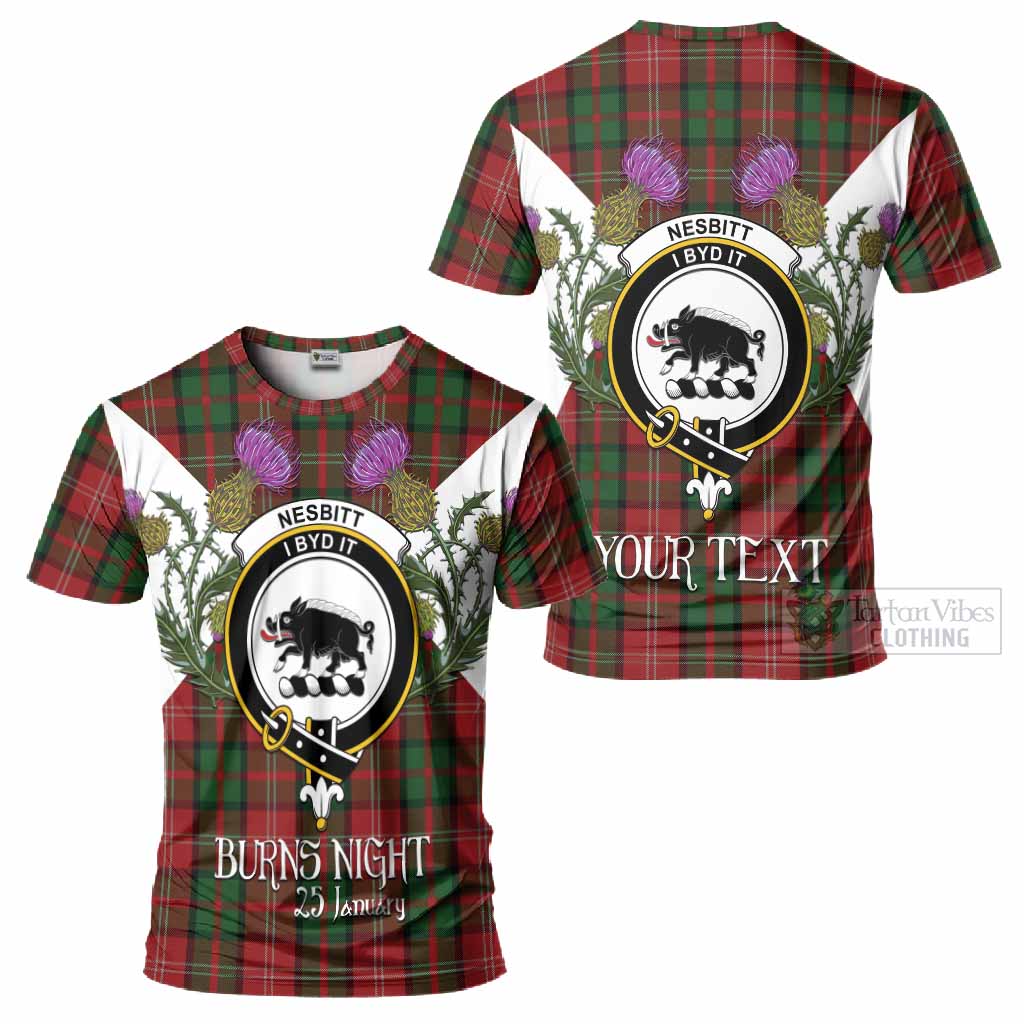 Nesbitt (Nisbet) Tartan Family Crest T-Shirt Scottish Burns Night Thistle Floral