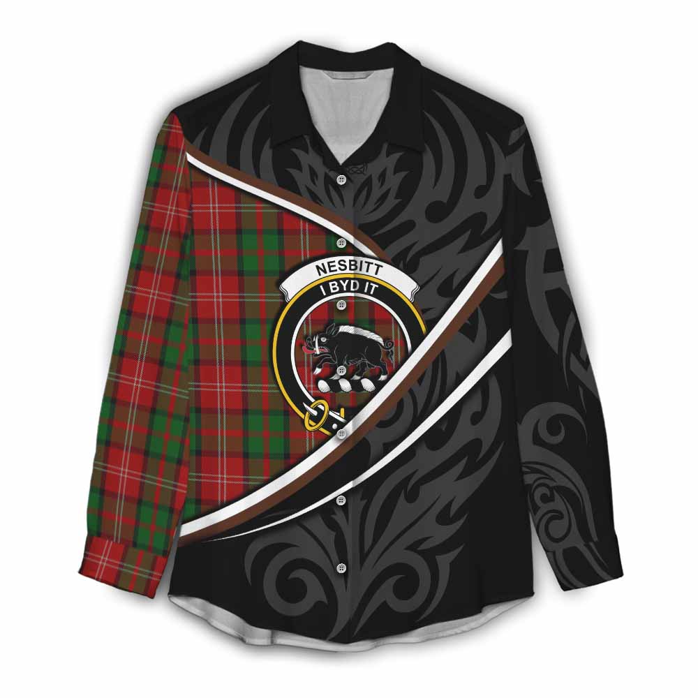 Nesbitt (Nisbet) Tartan Family Crest Women Casual Shirt Celtic Scottish Thistle Floral - Tartan Vibes Clothing