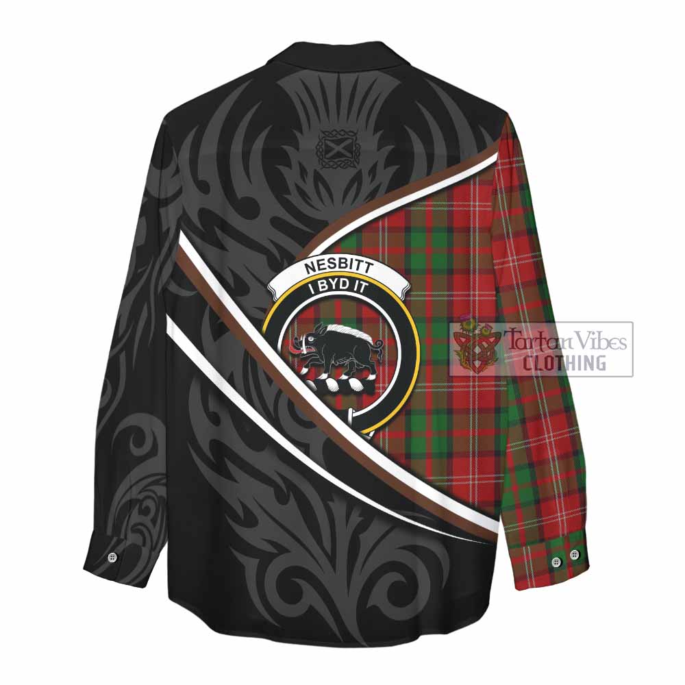 Nesbitt (Nisbet) Tartan Family Crest Women Casual Shirt Celtic Scottish Thistle Floral - Tartan Vibes Clothing