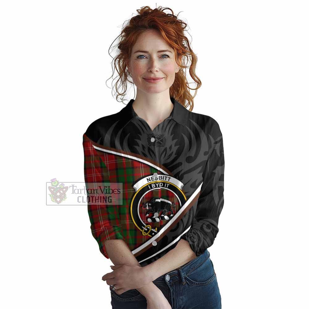 Nesbitt (Nisbet) Tartan Family Crest Women Casual Shirt Celtic Scottish Thistle Floral - Tartan Vibes Clothing