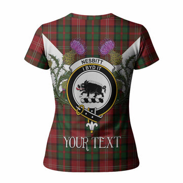 Nesbitt (Nisbet) Tartan Family Crest Women T shirt Scottish Burns Night Thistle Floral