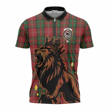 Nesbitt (Nisbet) Tartan Family Crest Zipper Polo Shirt Crowned Lion Roaring