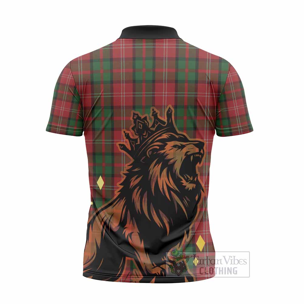 Nesbitt (Nisbet) Tartan Family Crest Zipper Polo Shirt Crowned Lion Roaring