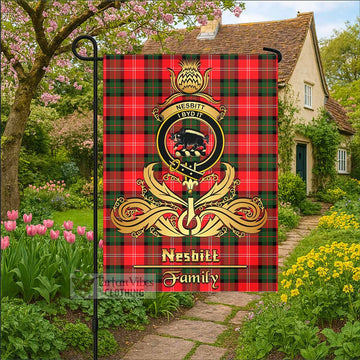 Nesbitt (Nisbet) Tartan Garden Flag with Highland Thistle Cherish Family Crest Style