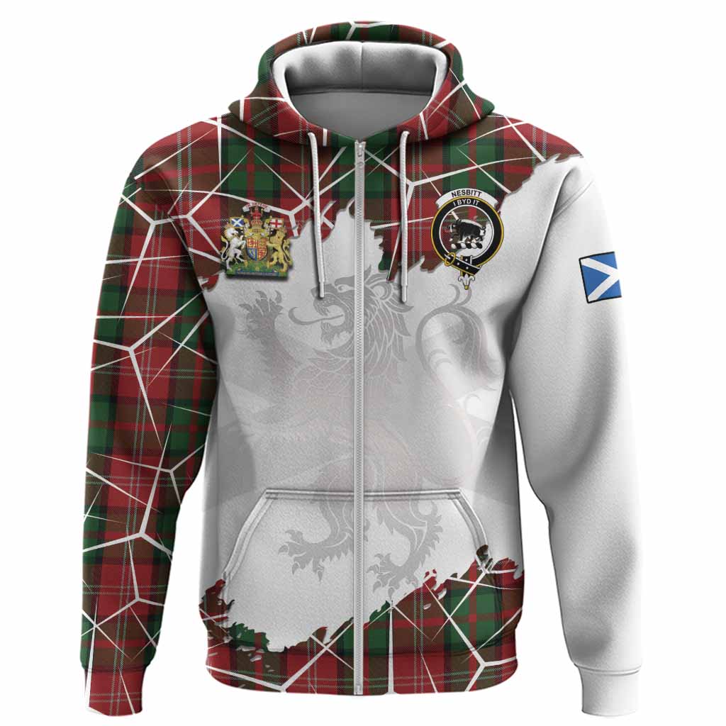 Nesbitt (Nisbet) Tartan Hoodie with Family Crest and Lion Rampant Grunge Style