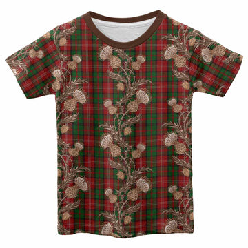 Nesbitt (Nisbet) Tartan Kid T-shirt Seamless Scottish Thistle Flowers