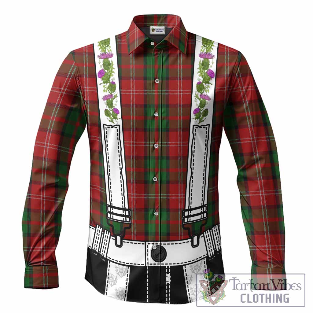 Nesbitt (Nisbet) Tartan Lederhosen Costume Long Sleeve Button Shirts Scotland Thistle Floral