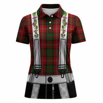 Nesbitt (Nisbet) Tartan Lederhosen Costume Women Polo Shirt Scotland Thistle Floral