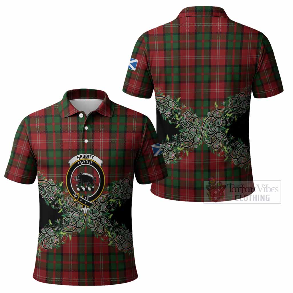 Nesbitt (Nisbet) Tartan Polo Shirt Thistle Scottish Spirit