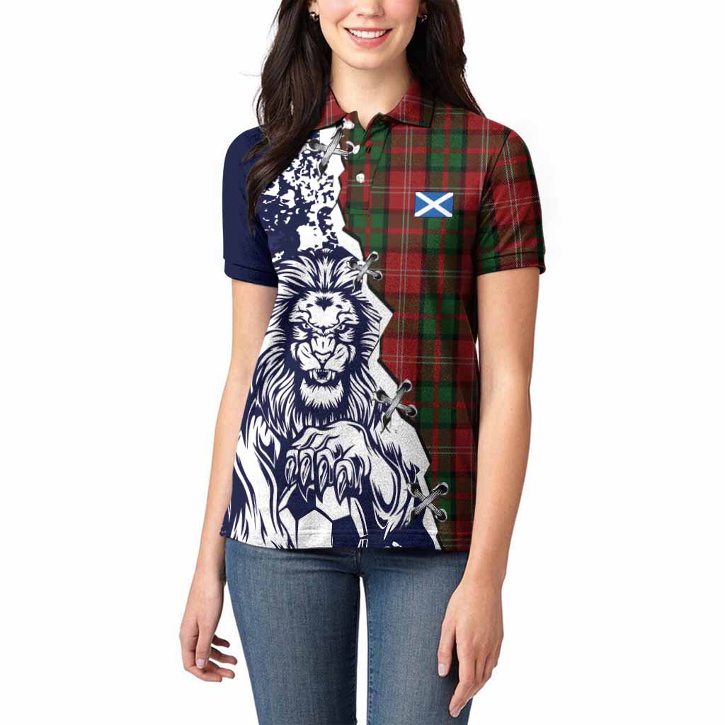 Nesbitt (Nisbet) Tartan Scottish Women Polo Shirt Angry Lion With Soccer Ball Style