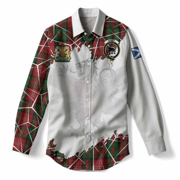 Nesbitt (Nisbet) Tartan Women Casual Shirt with Family Crest and Lion Rampant Grunge Style