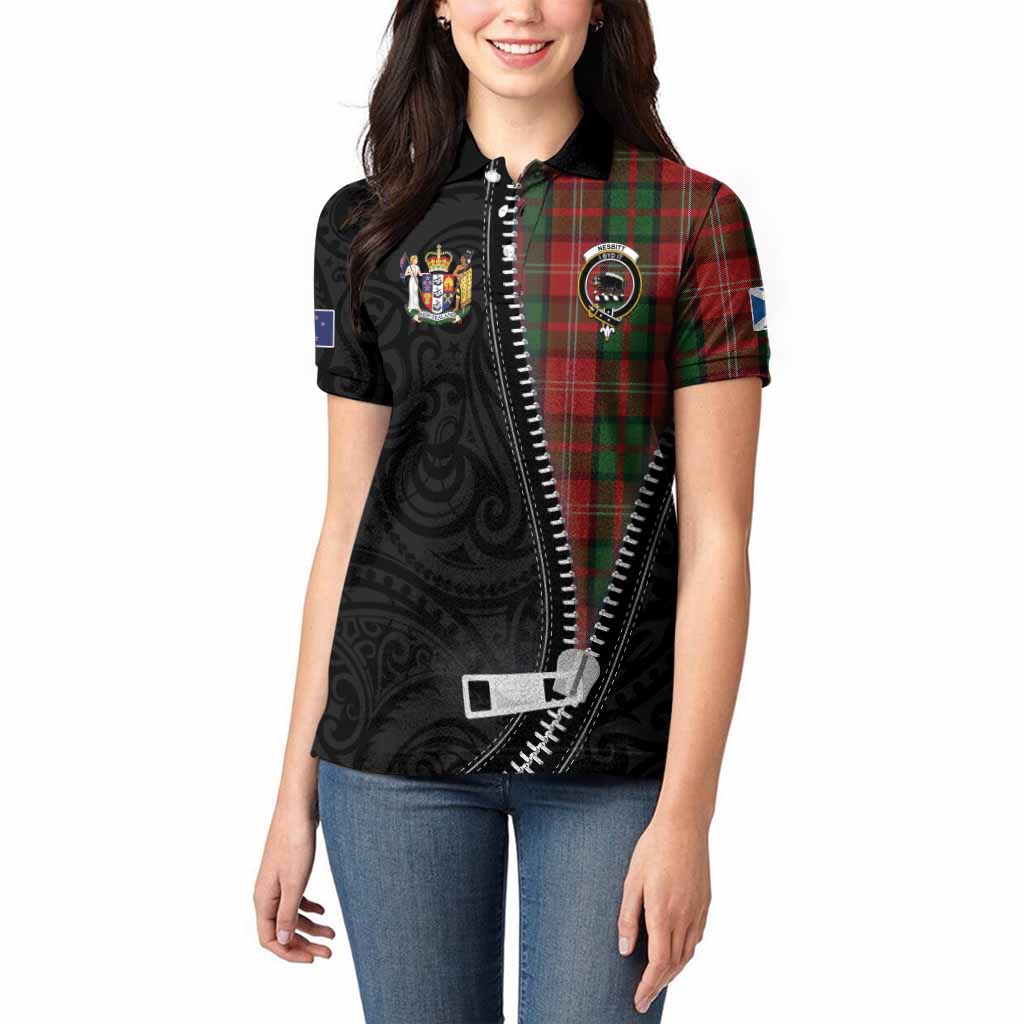 Nesbitt (Nisbet) Tartan Women Polo Shirt New Zealand Pattern Unique Zipper Stylized