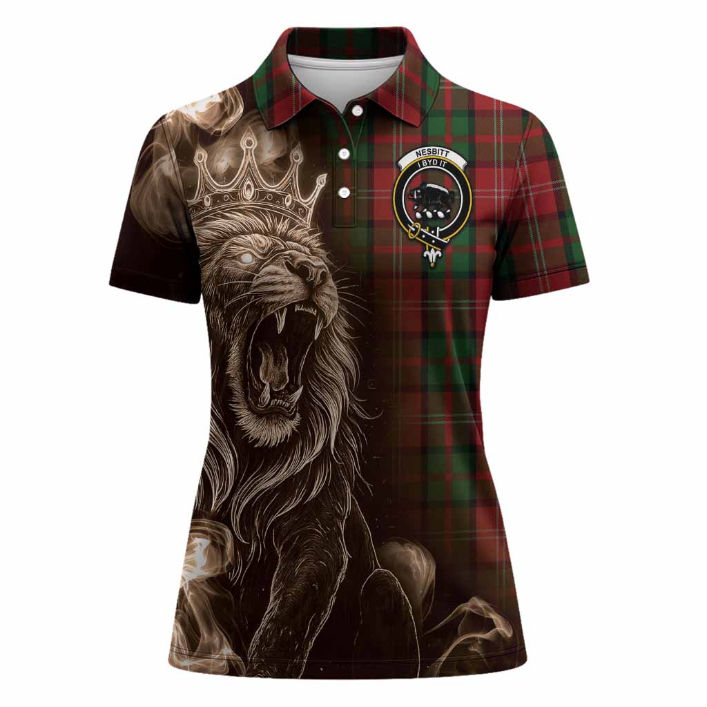 Nesbitt (Nisbet) Tartan Women Polo Shirt Roaring Lion Heritage