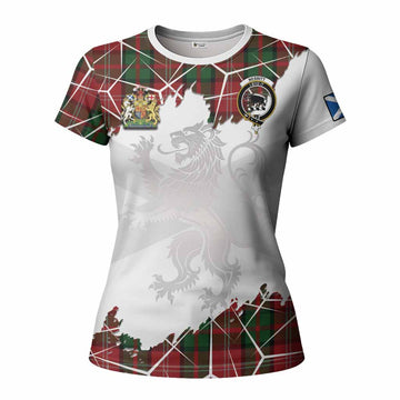 Nesbitt (Nisbet) Tartan Women T shirt with Family Crest and Lion Rampant Grunge Style
