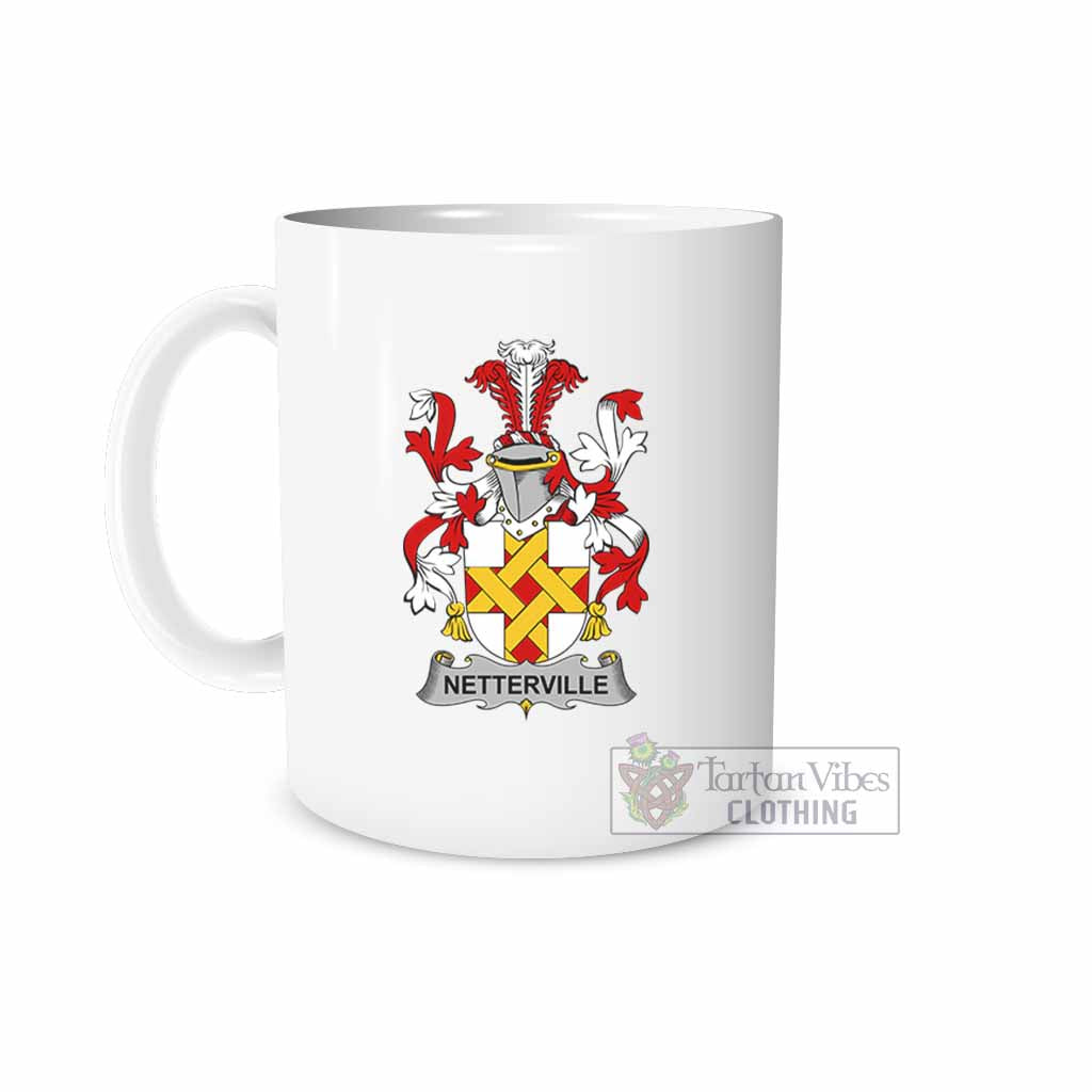 Netterville Irish Clan Coat of Arms Ceramic Mug White - 2D-tartanvibesclothing
