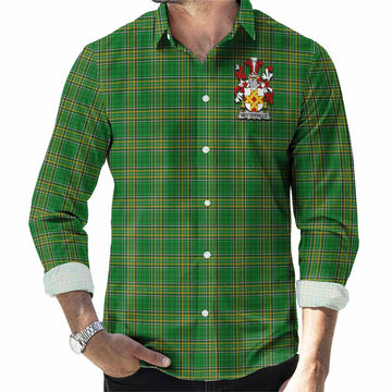 Netterville Irish Clan Tartan Long Sleeve Button Up with Coat of Arms Men's Shirt - Tartan Vibes Clothing